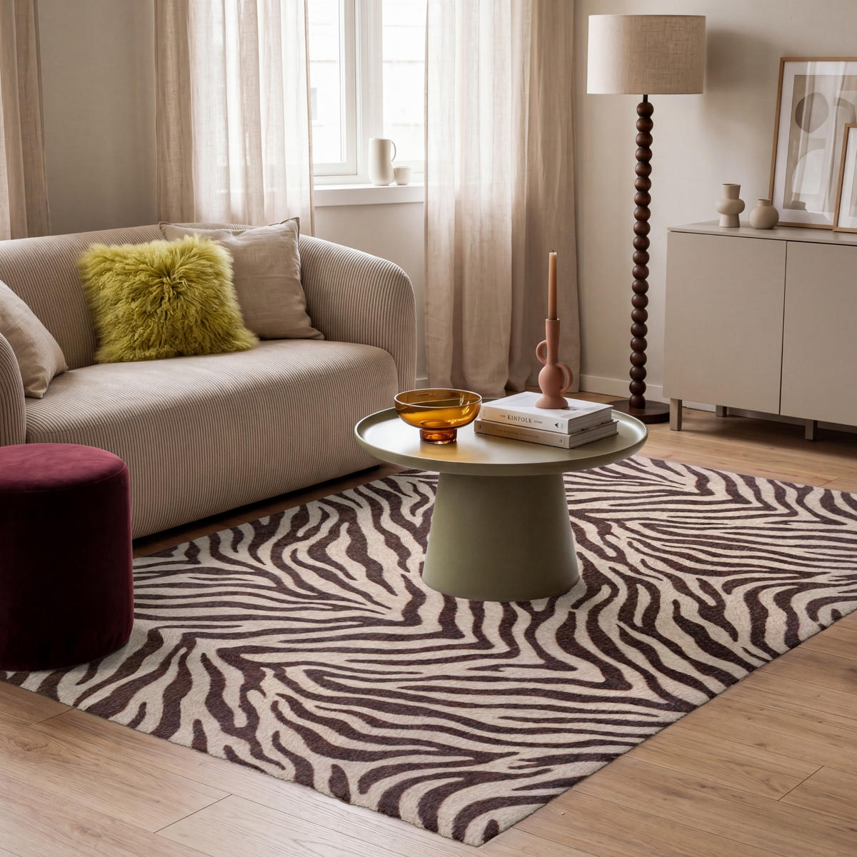 KOBERCE - Zebra - Pruhy - hnedá - 180x120 cm - čierna, textil/plast (180/0.4cm) - OnlyWow