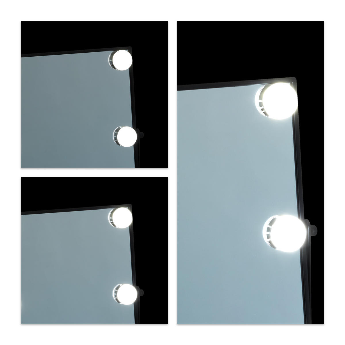 HOLLYWOODSPIEGEL - Schwarz, Glas/Metall (30/35/6cm) - Relaxdays