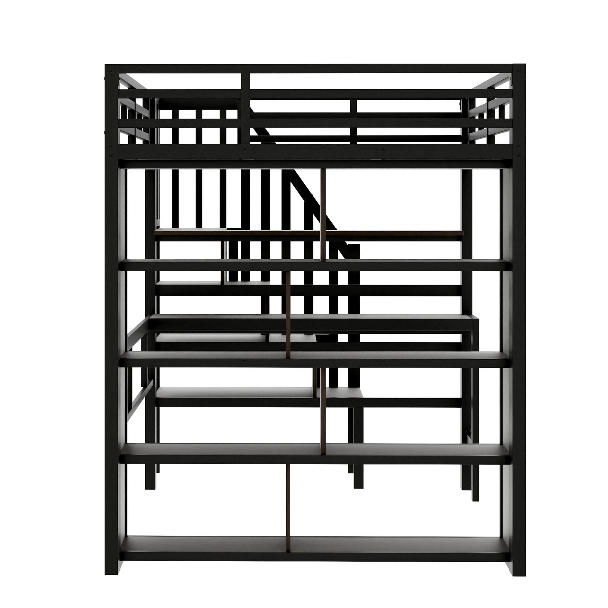 HOCHBETT mit LED und Stauraum Schwarz 140x200 cm Metall - Schwarz, Metall (140/200cm) - SONNENH