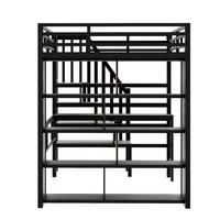 HOCHBETT mit LED und Stauraum Schwarz 140x200 cm Metall - Schwarz, Metall (140/200cm) - SONNENH