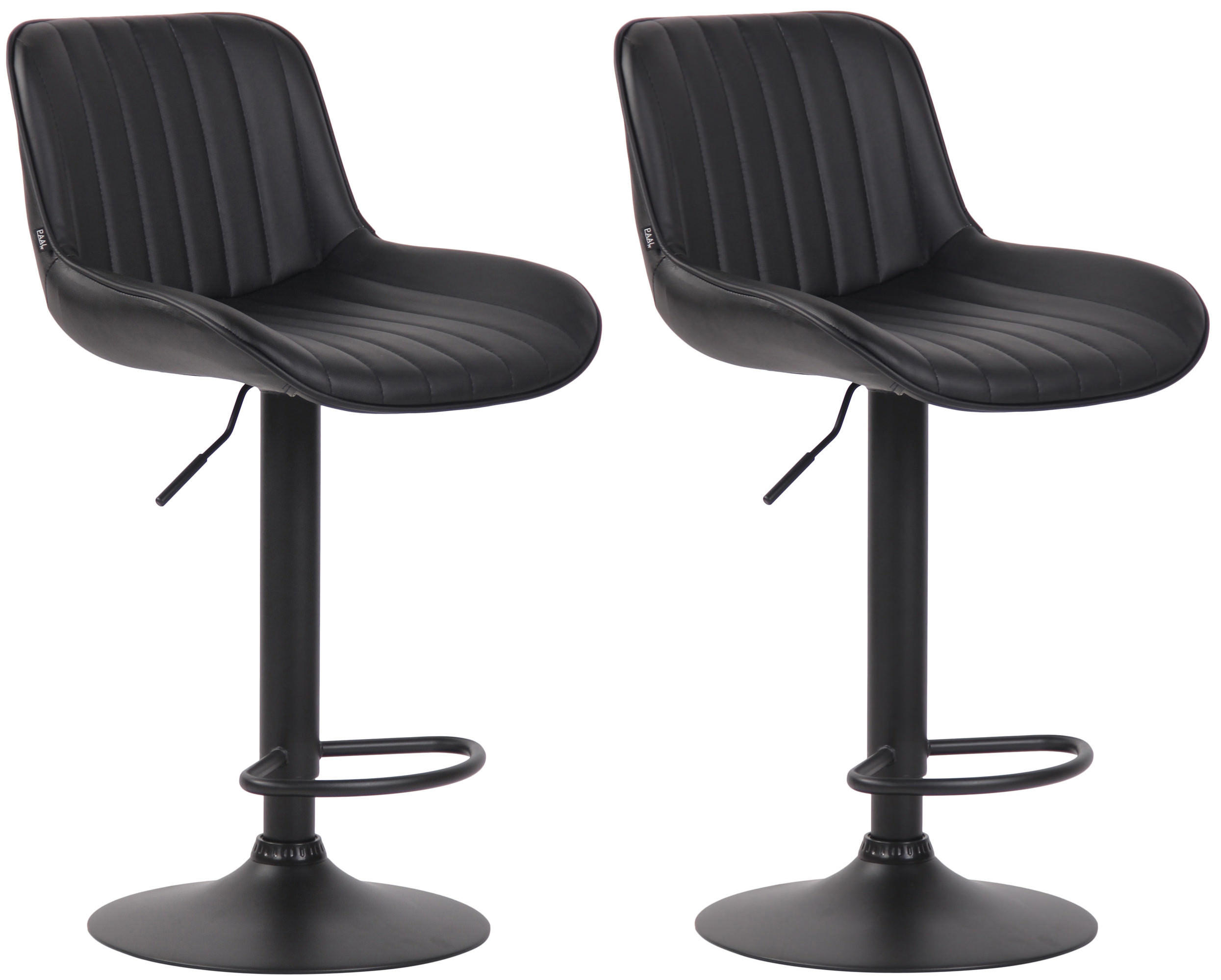 BARHOCKER 2er Set Lederlook schwarz - Schwarz, Textil/Metall (50/86/50cm) - CLP