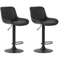 BARHOCKER 2er Set Lederlook schwarz - Schwarz, Textil/Metall (50/86/50cm) - CLP