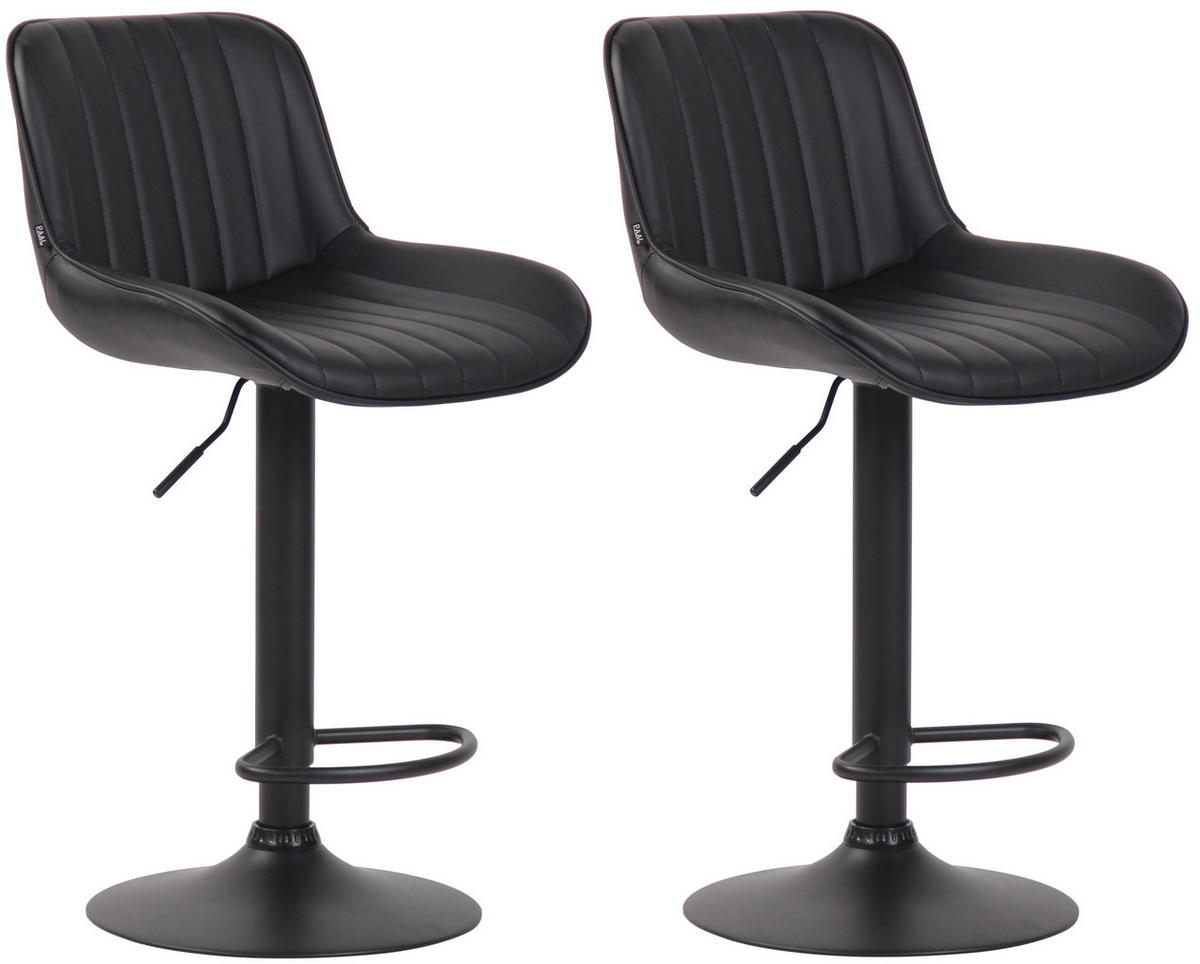 BARHOCKER 2er Set Lederlook schwarz - Schwarz, Textil/Metall (50/86/50cm) - CLP