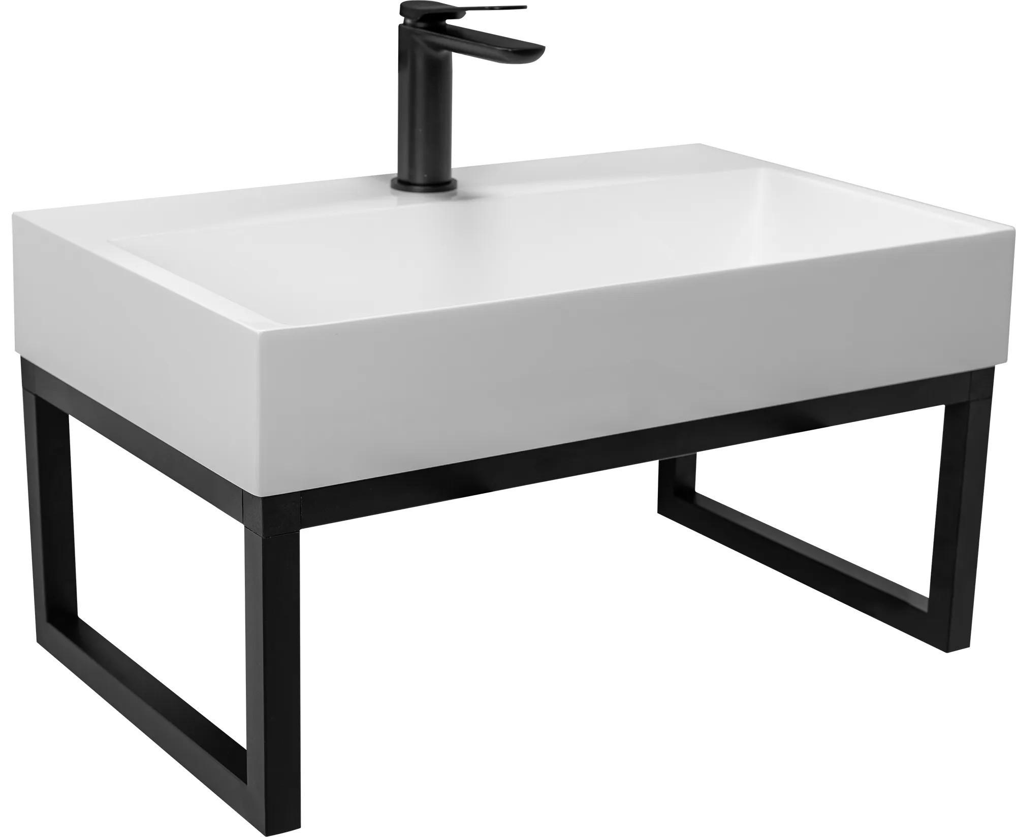 WASCHBECKEN Rea Konglomerat Goya 60 Cm+waschtischplatte - Weiß, Keramik (37/14/60cm) - REA
