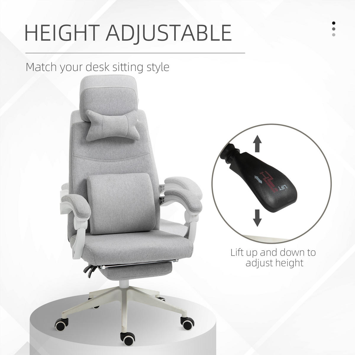 BÜROSTUHL Gamingstuhl Ergonomisches Design Polyester Schaumstoff Kunststoff - Grau, Kunststoff (68/117/62cm) - Vinsetto