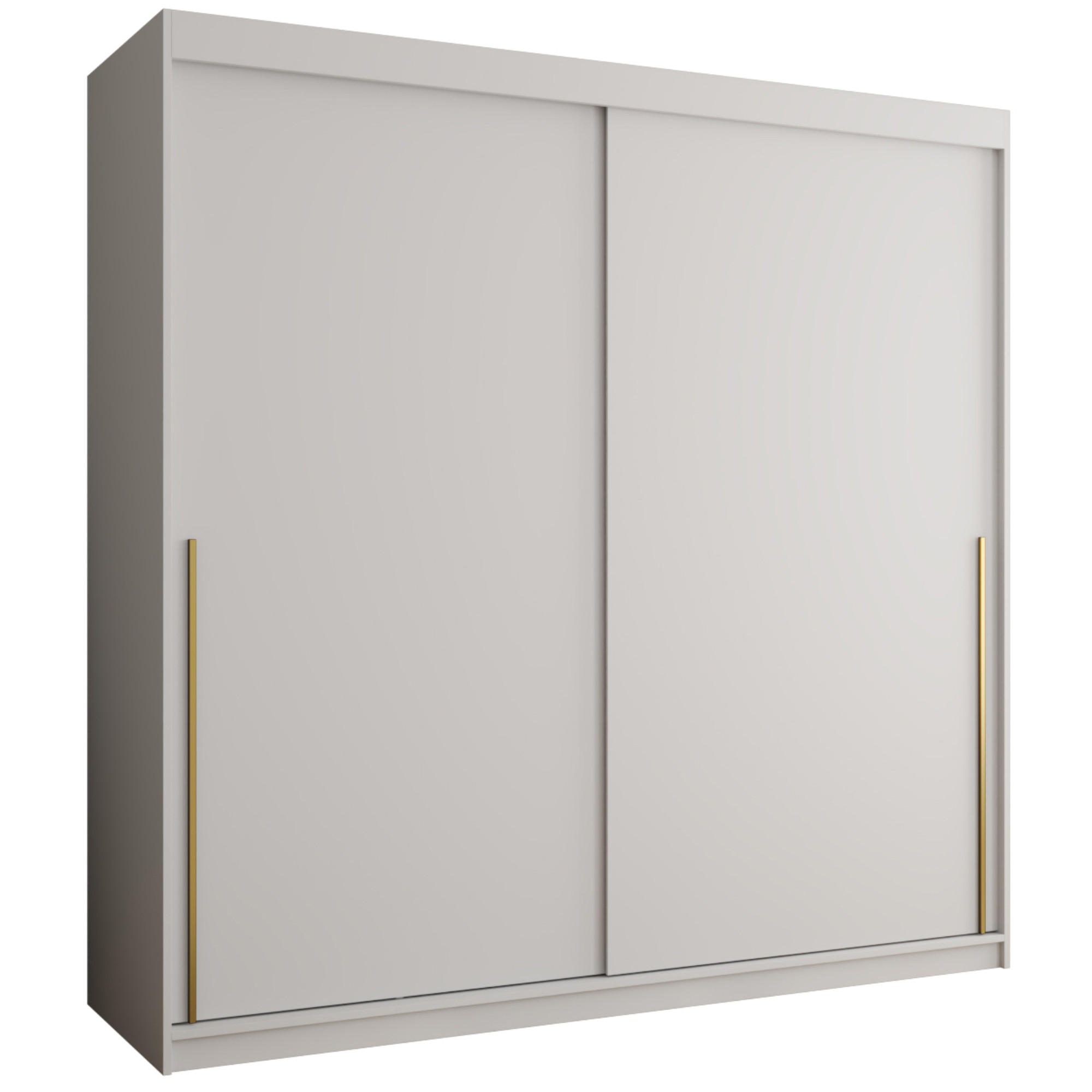 SCHIEBETÜRENSCHRANK 200 cm Breite Weiß mit goldenem Griff - Goldfarben/Weiß, Holzwerkstoff (200/200/62cm) - Home Collective