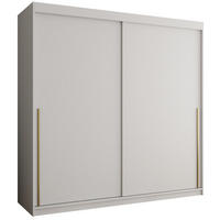 SCHIEBETÜRENSCHRANK 200 cm Breite Weiß mit goldenem Griff - Goldfarben/Weiß, Holzwerkstoff (200/200/62cm) - Home Collective