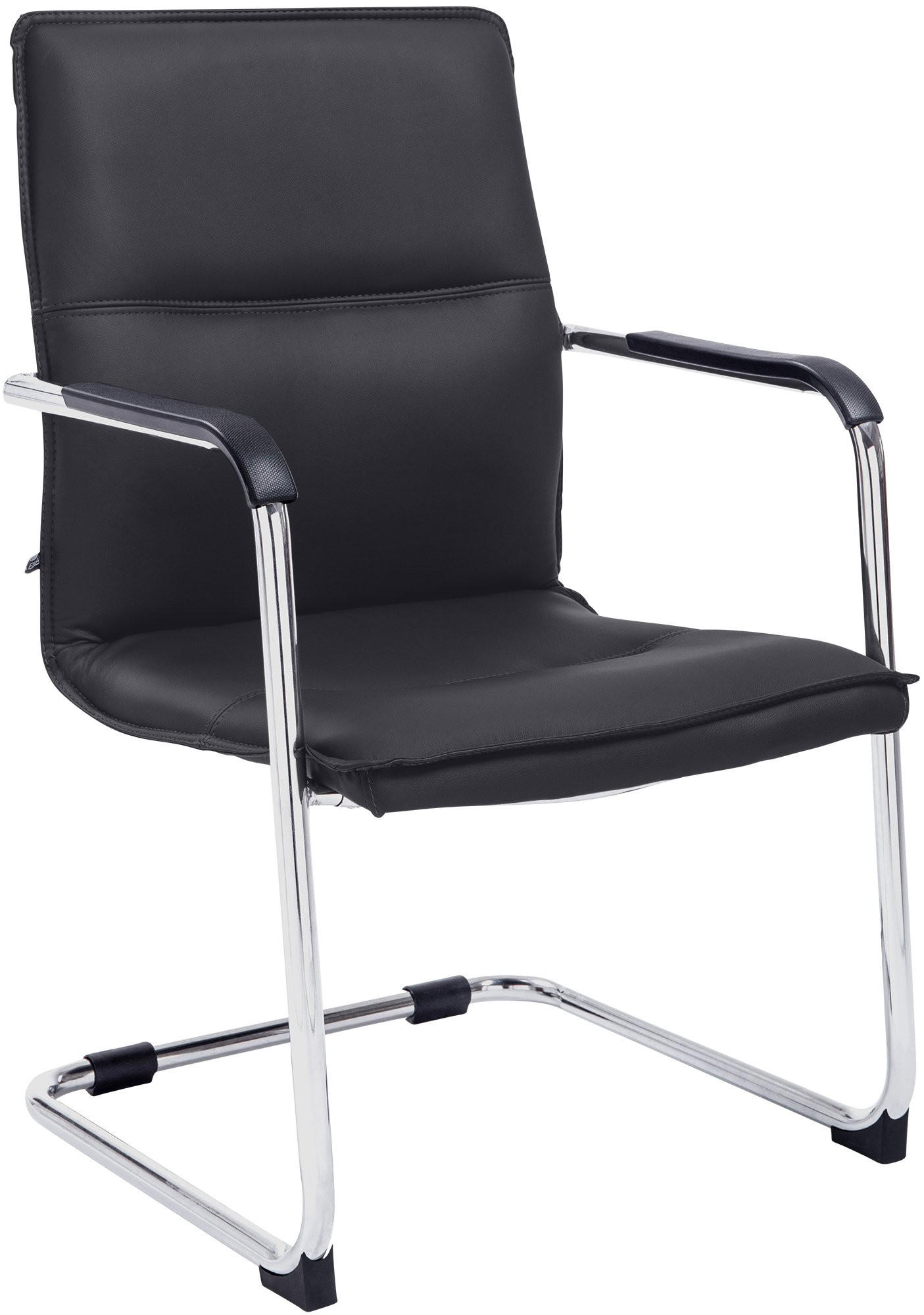 BESUCHERSTUHL SEATTLE 92x56x60 cm Schwarz Kunstleder - Schwarz, Leder/Metall (56/92/60cm) - DELUKE