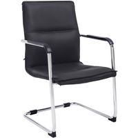 BESUCHERSTUHL SEATTLE 92x56x60 cm Schwarz Kunstleder - Schwarz, Leder/Metall (56/92/60cm) - DELUKE