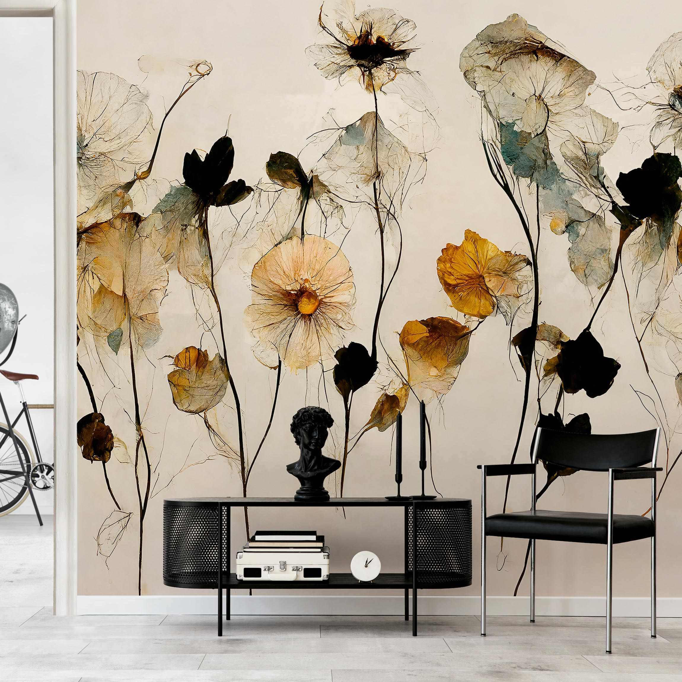 FOTOTAPETE Warme Blüten 288/288 cm - Eichefarben, Papier (288/288cm) - Bilderwelten