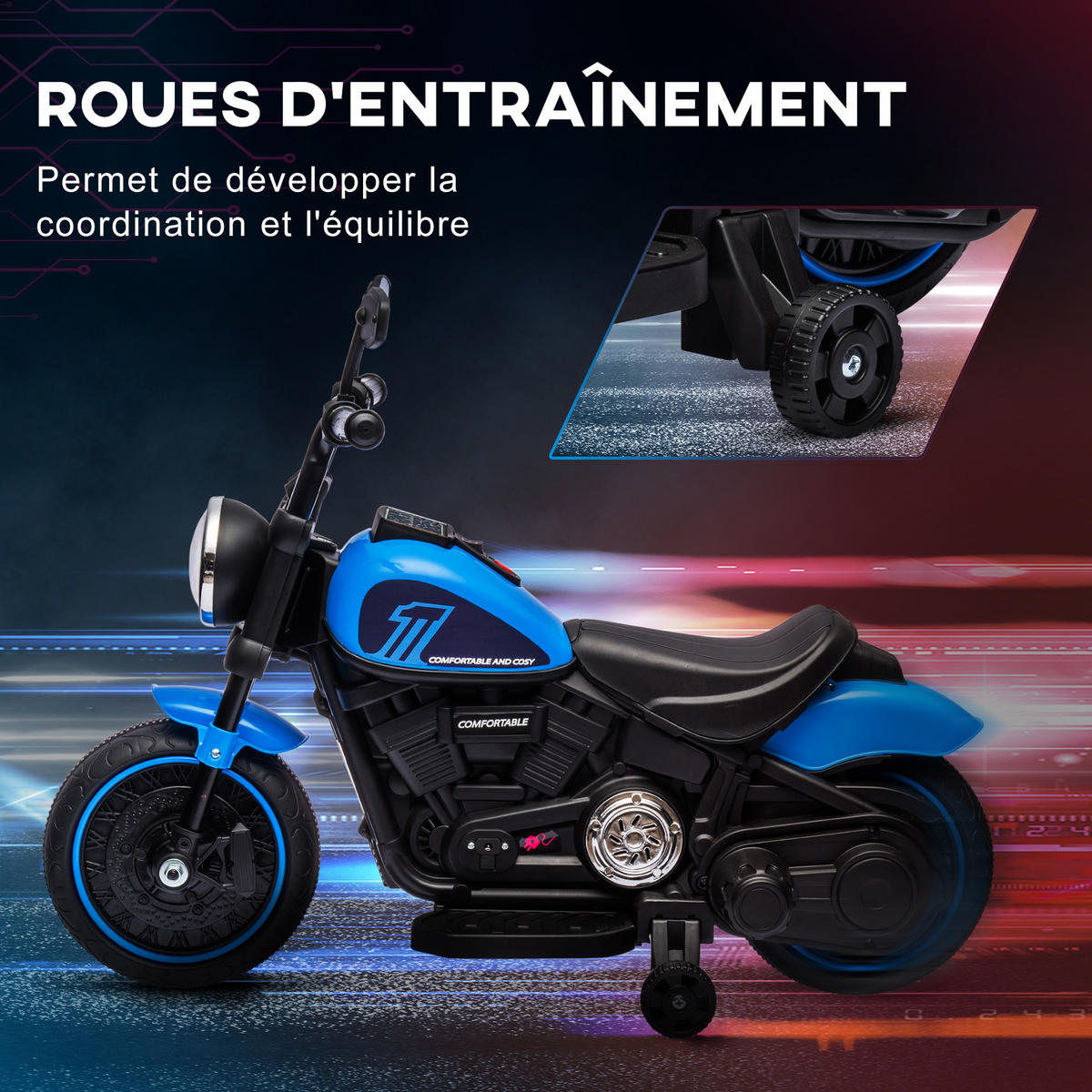 ELEKTRO-MOTORRAD DE-13101 LED-Scheinwerfer Blau - Blau, Kunststoff (76/42/57cm) - ComfortXL