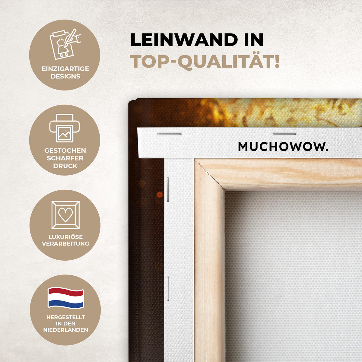 LEINWANDBILD Frau - Gold - Luxus - Porträt Groß 140x90 cm - Goldfarben, Textil (140/90cm) - MuchoWow
