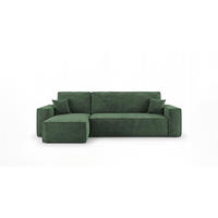 ECKSOFA CALIFORNIA MINI links grün Cord Poso 14 - Schlaffunktion, Bettkasten - Grün, Textil (245/140cm) - Cornero