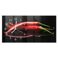 WANDUHR 60x30 cm - Kiwi - Schwarz, Glas (60/30/0.4cm) - TULUP