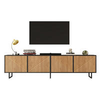 TV-LOWBOARD 180x40x50 cm Holz Schwarz 4 Türen Stauraum - Naturfarben, Holzwerkstoff (40/50/180cm) - FLIEKS