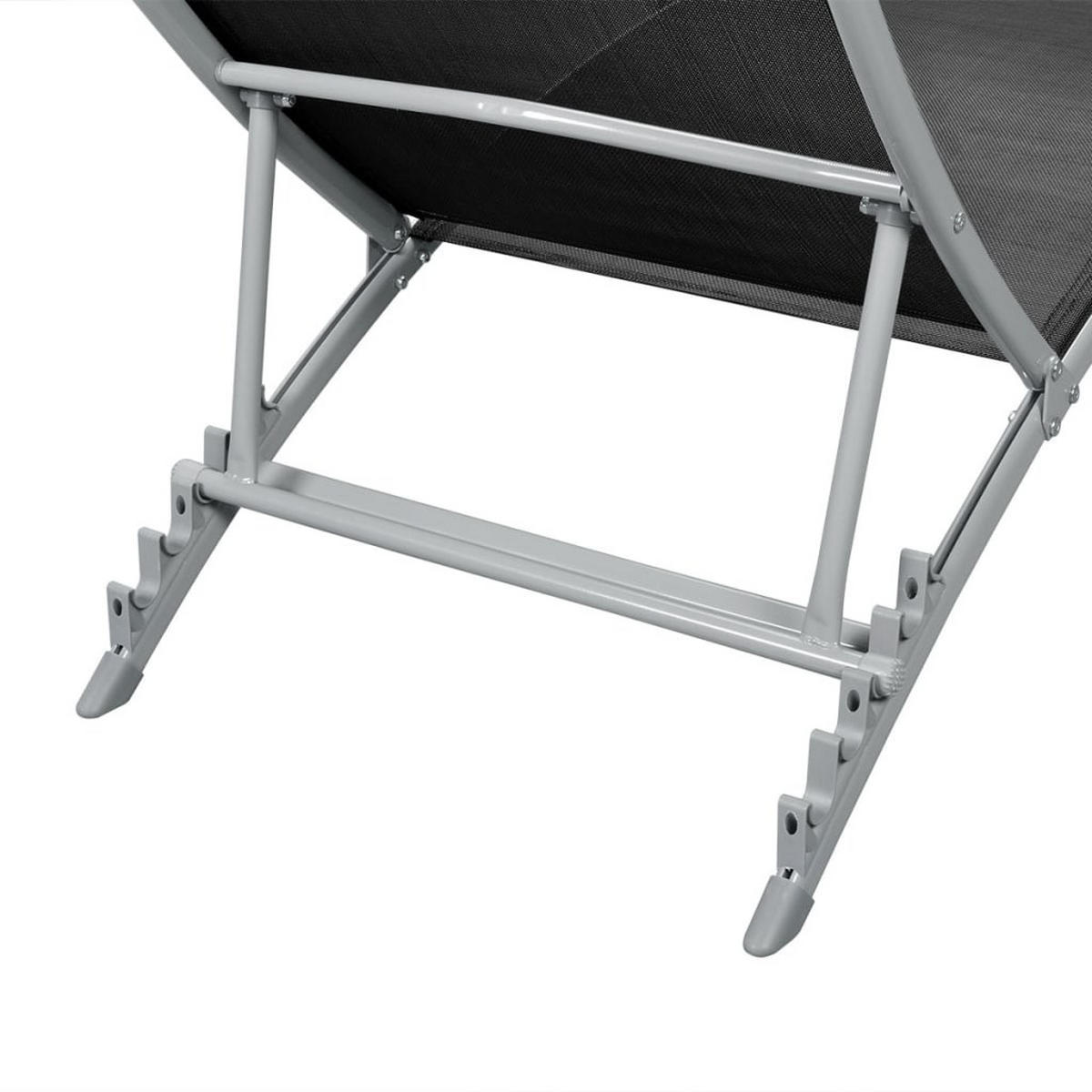 SONNENLIEGE Stahl und Textilene Schwarz - Schwarz, Metall (55/102/162cm) - furnicato