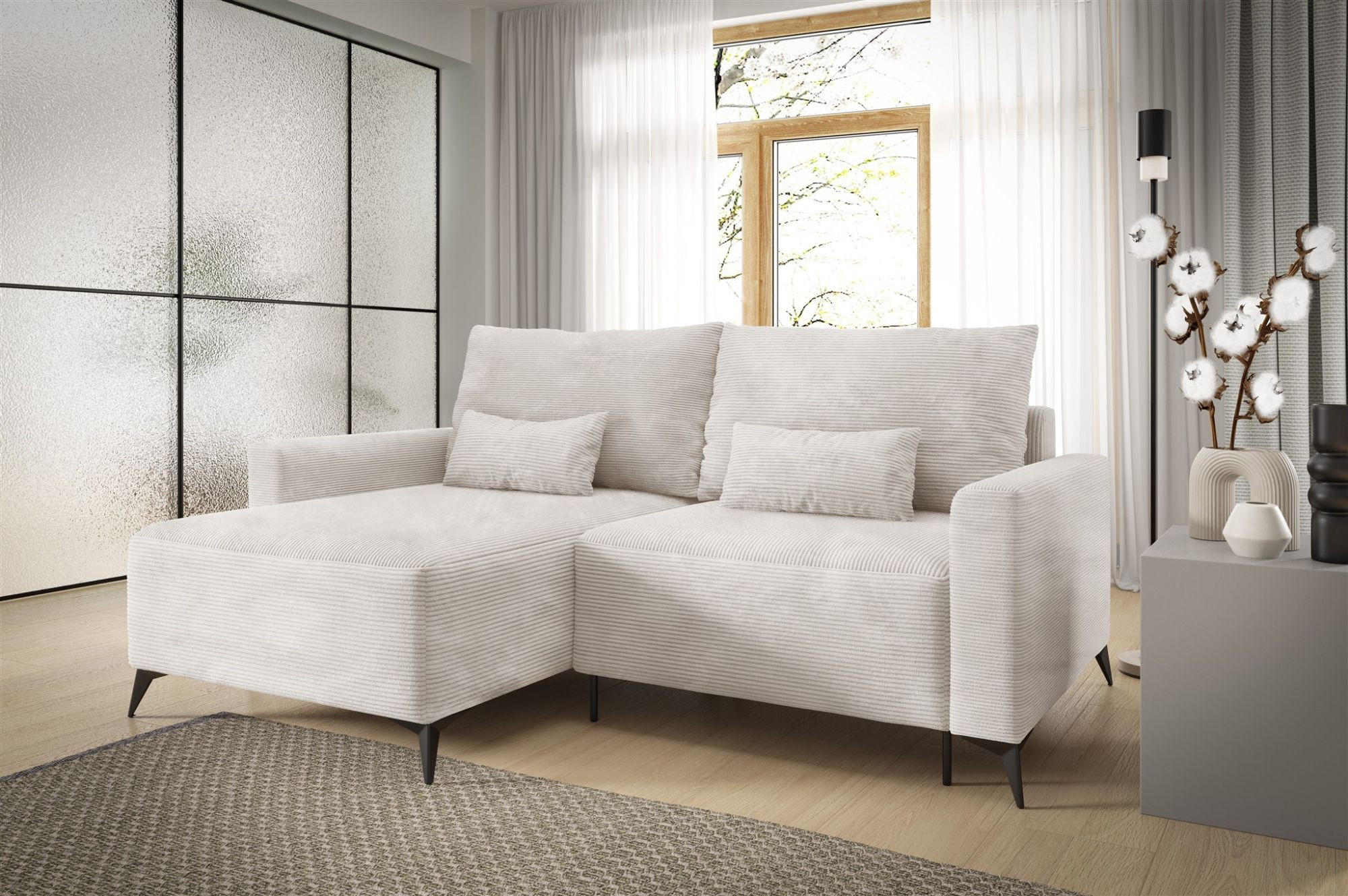ECKSOFA Silves Mit Schlaffunktion - Weiß, Holzwerkstoff/Textil (239/148cm) - Fun Möbel