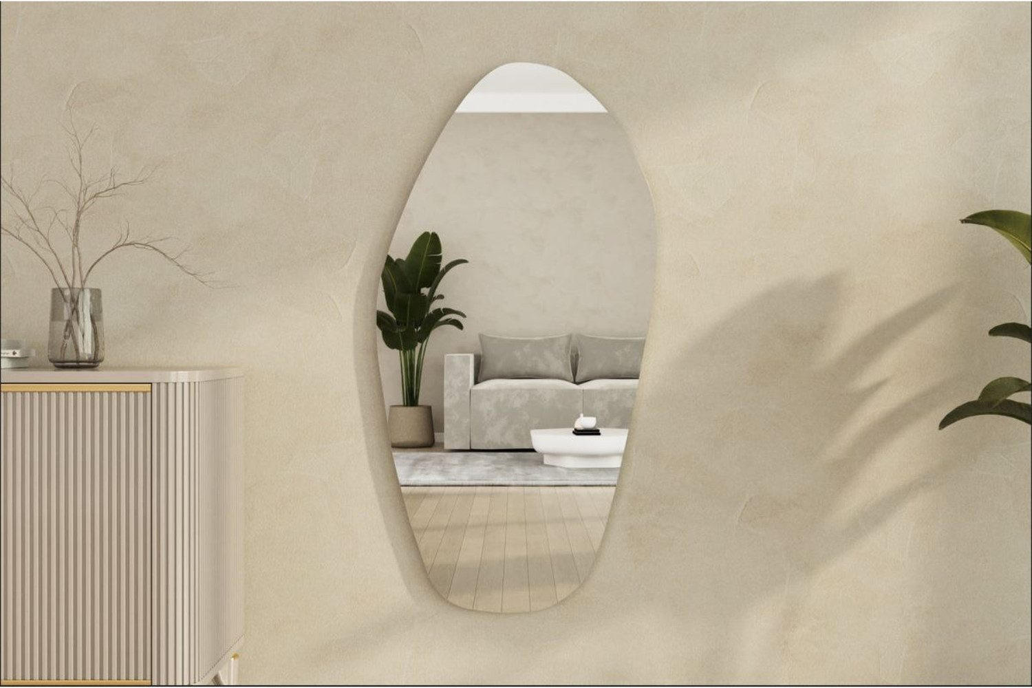 WANSPIEGEL Transparent asymmetrisch, rahmenlos - Transparent, Glas (60/120/2cm) - Ibonto