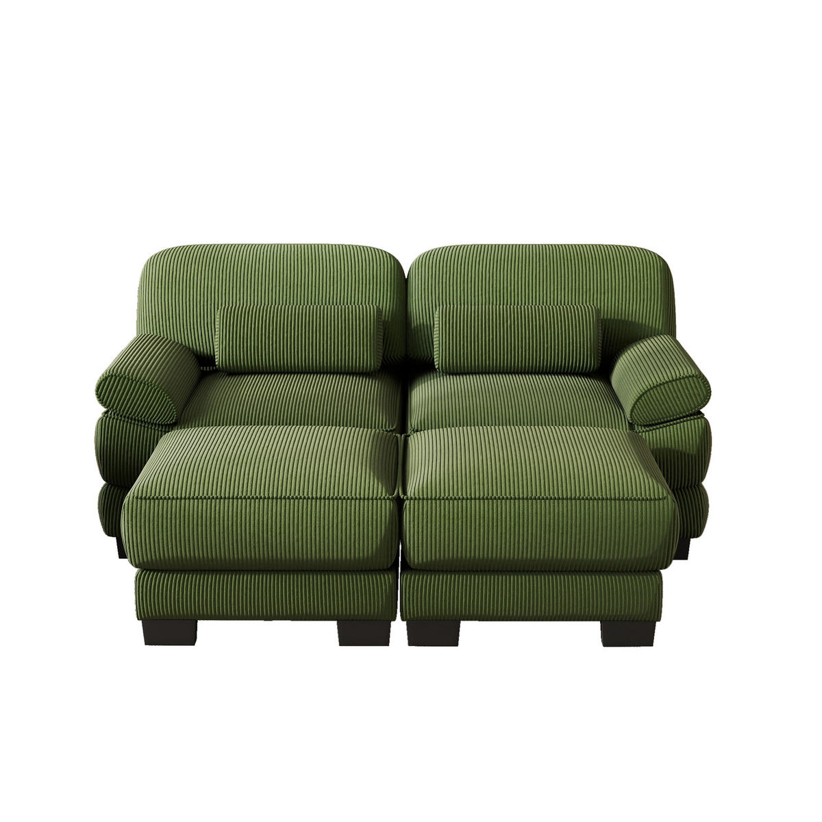 2-SITZER-SOFA modular mit 2 Hockern, DE-42659, Grün - Grün, Holz (194/94/161cm) - ComfortXL