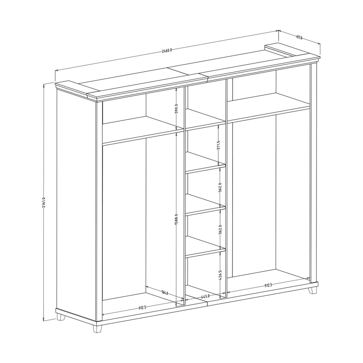 DREHTÜRENSCHRANK EVOLETTA 246/216/62 cm 5-türig mit Spiegel Grün - Grün, Holzwerkstoff (246/216/62cm) - MASSENO