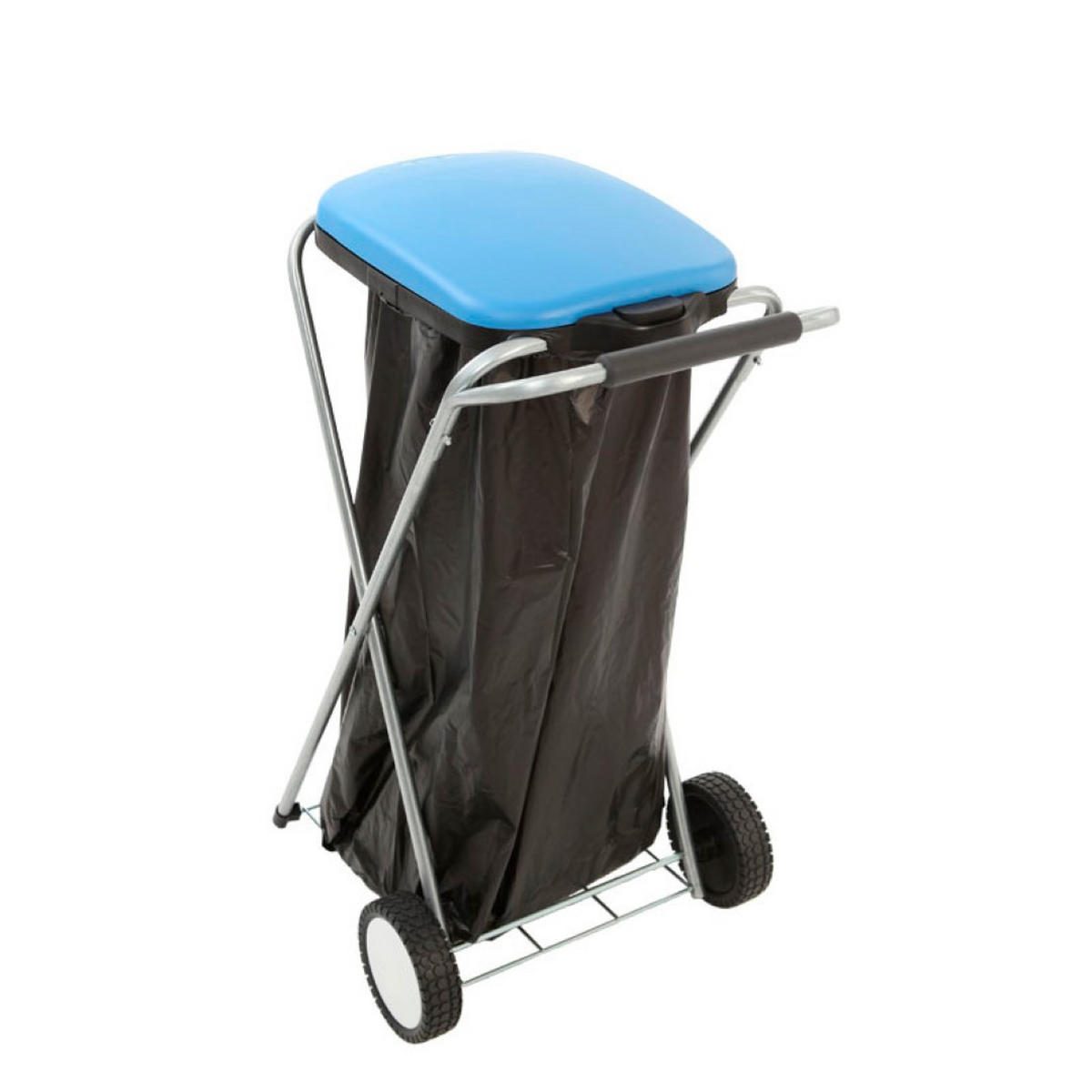 MÜLLEIMER Klassischer Abfallsackständer Mit Deckel und Rollen 83 x 44 x 56 cm Verzinkte Rohre Blau - Blau, Metall (44/83/56cm) - PROREGAL