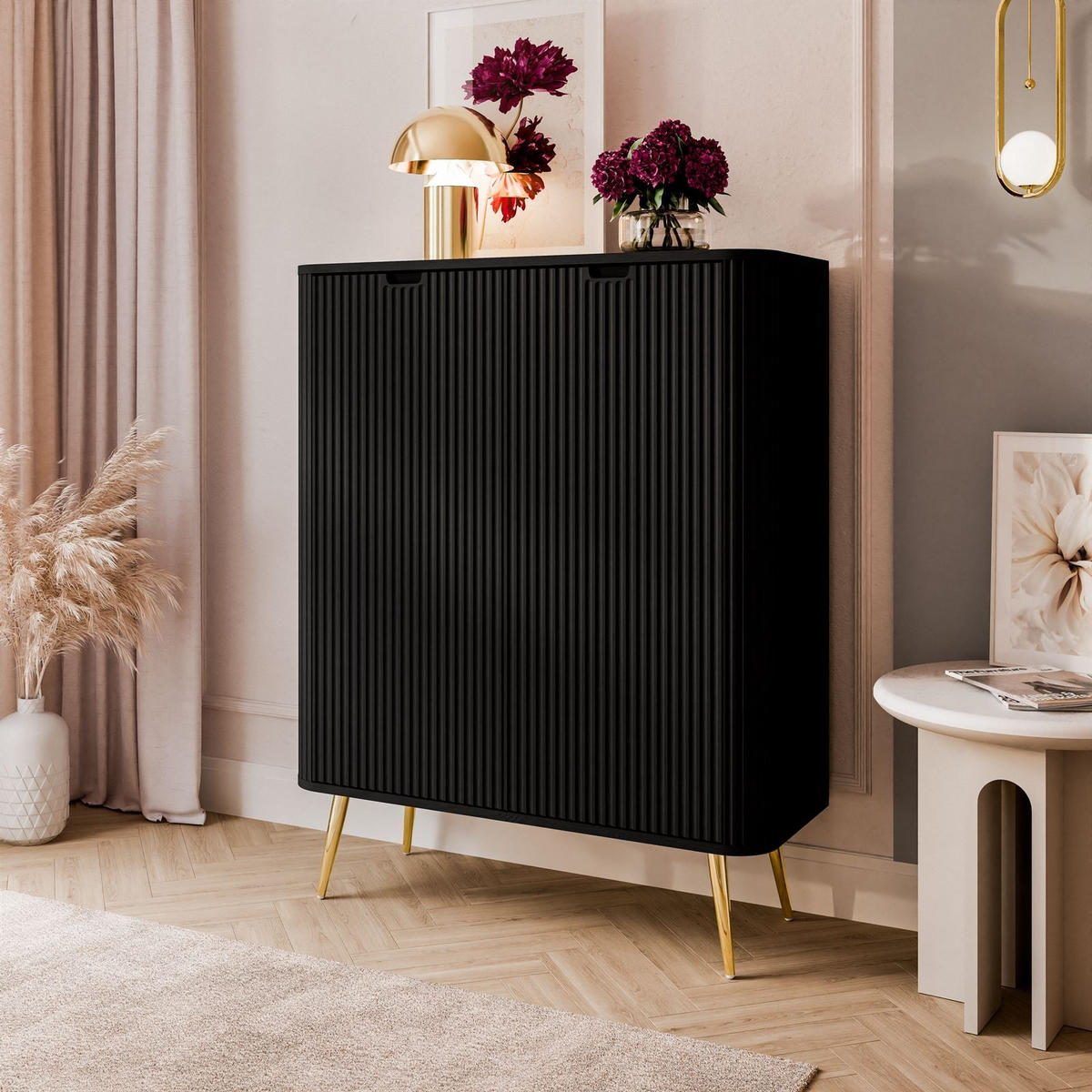 KOMMODE ZAIRA K103 zweitürig Schwarz - Schwarz, Holzwerkstoff (103/129/39cm) - Lookway
