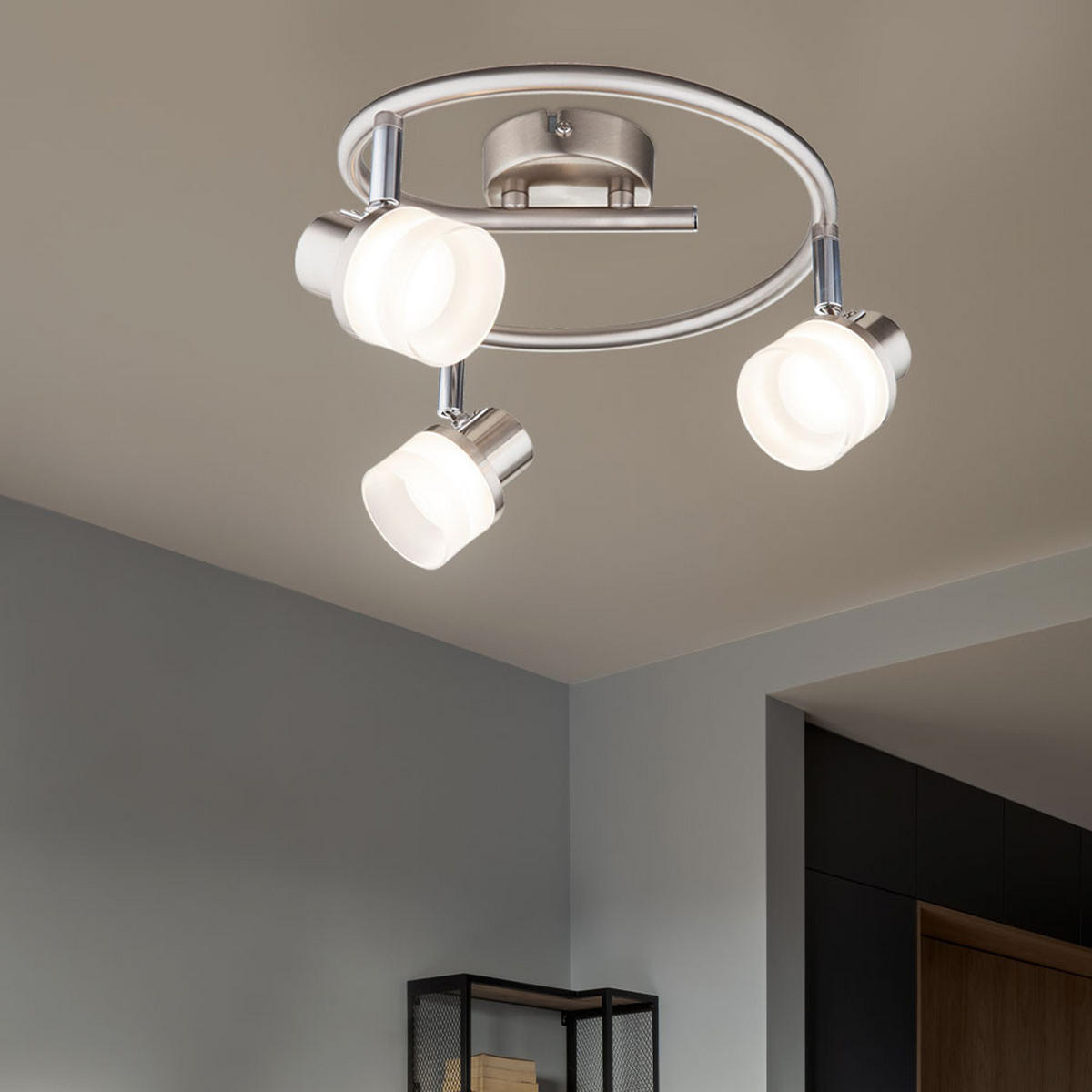 LED DECKENLEUCHTE FRISO I Silber Matt - Silberfarben, Metall (26/26/13.9cm) - Globo Lighting