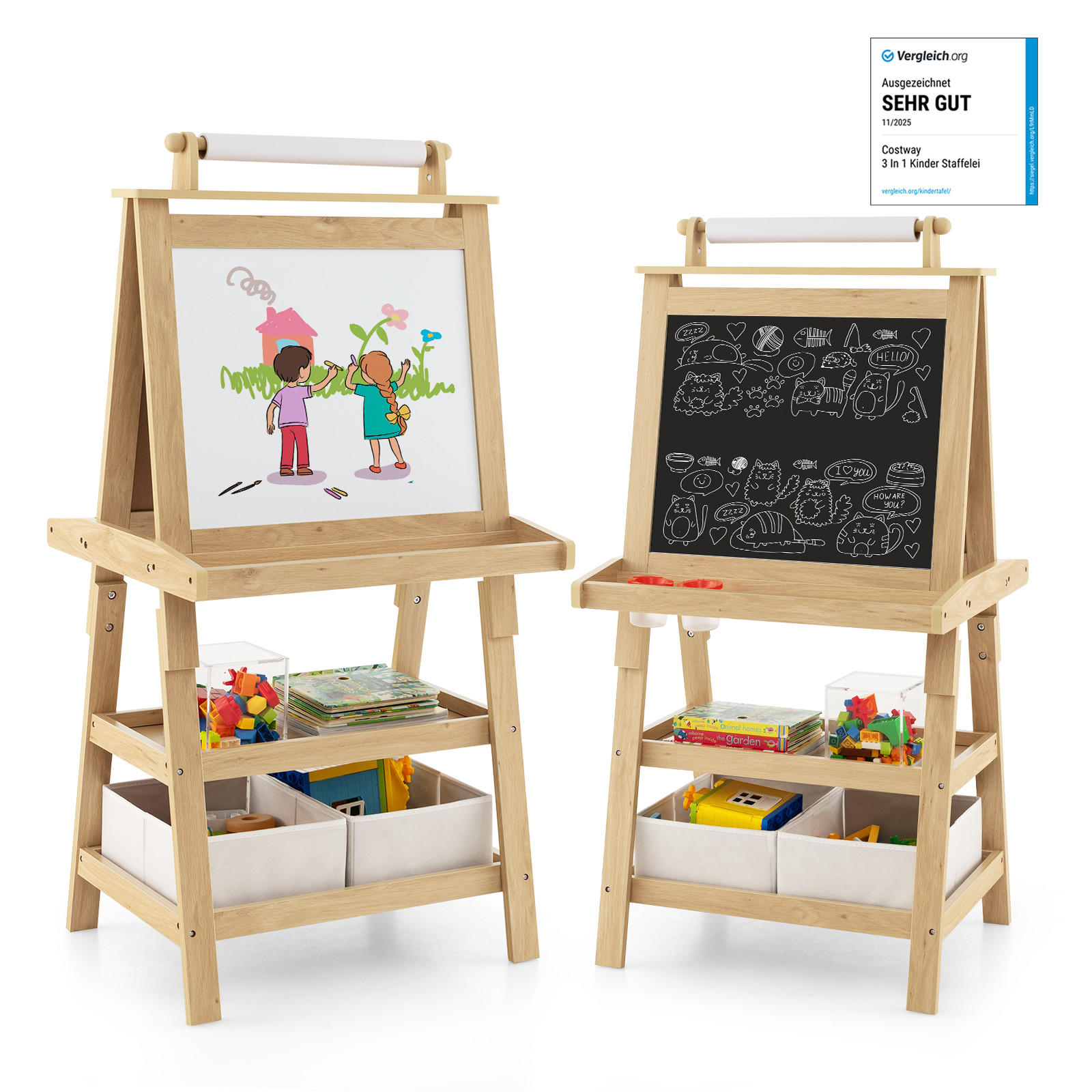 STAFFELEI Natur - Naturfarben, Holz (50/117/59cm) - COSTWAY