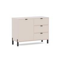 KOMMODE Cortina mit 1 Tür und 3 Schubladen, Sandbeige - Sandfarben/Schwarz, Holzwerkstoff (109/85/45cm) - Beautysofa