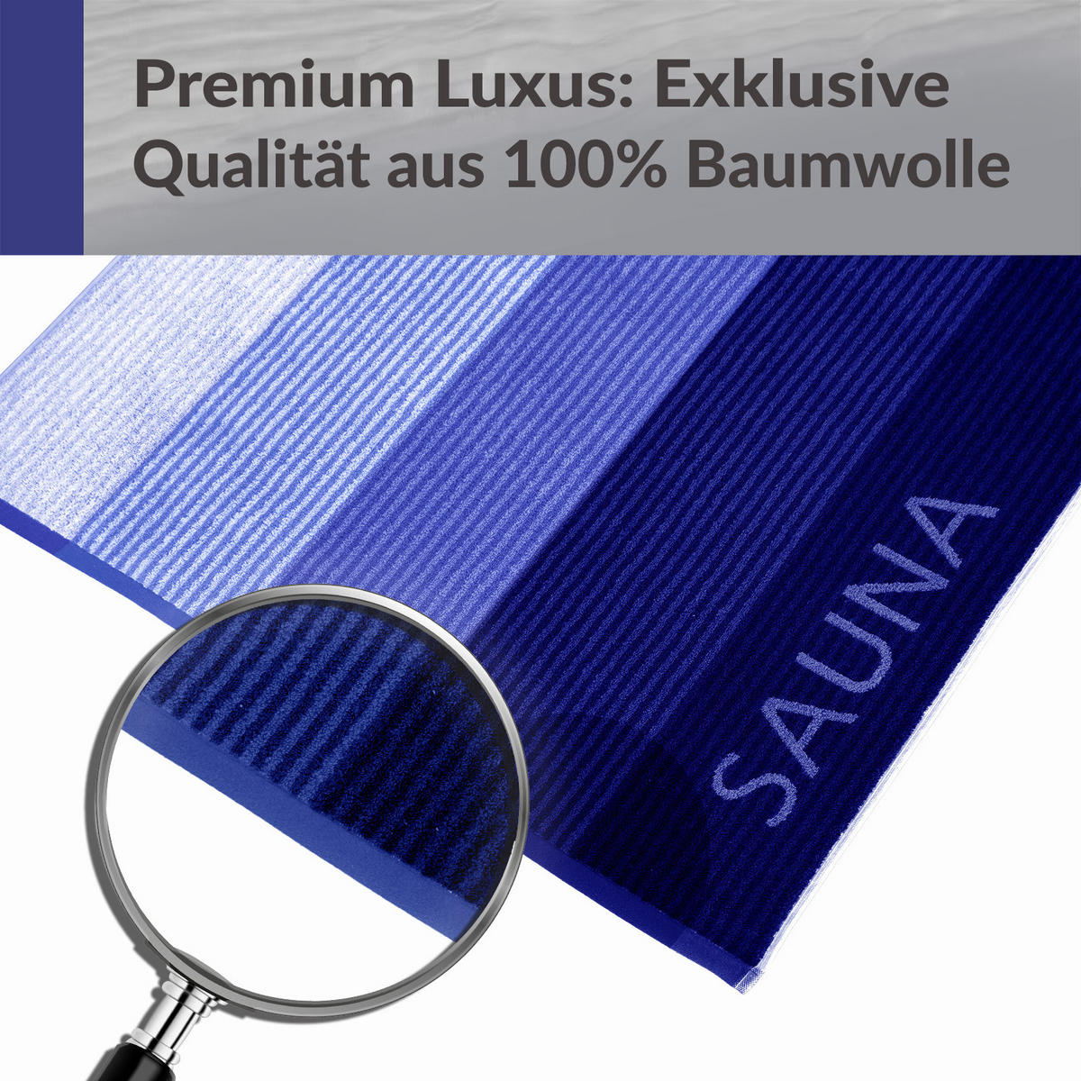 SAUNAHANDTUCH Helsinki Hellblau – Blau 85x200 cm - Blau/Hellblau, Naturmaterialien (85/200cm) - Lashuma