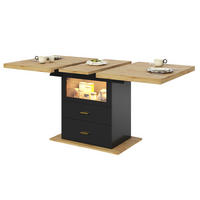 JEDÁLENSKÝ stôl 110/140/80/75 cm dekor dreva MDF/kov čierny s LED osvetlením - prírodná farba, kompozitné drevo (140/80/75cm) - BEAOK