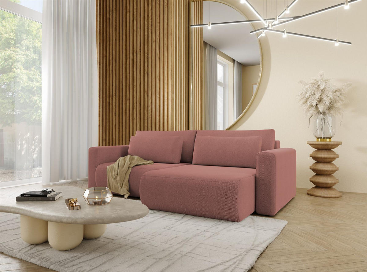 ECKSOFA Chaira Mit Schlaffunktion - Rosa, Holzwerkstoff/Textil (240/149cm) - Fun Möbel