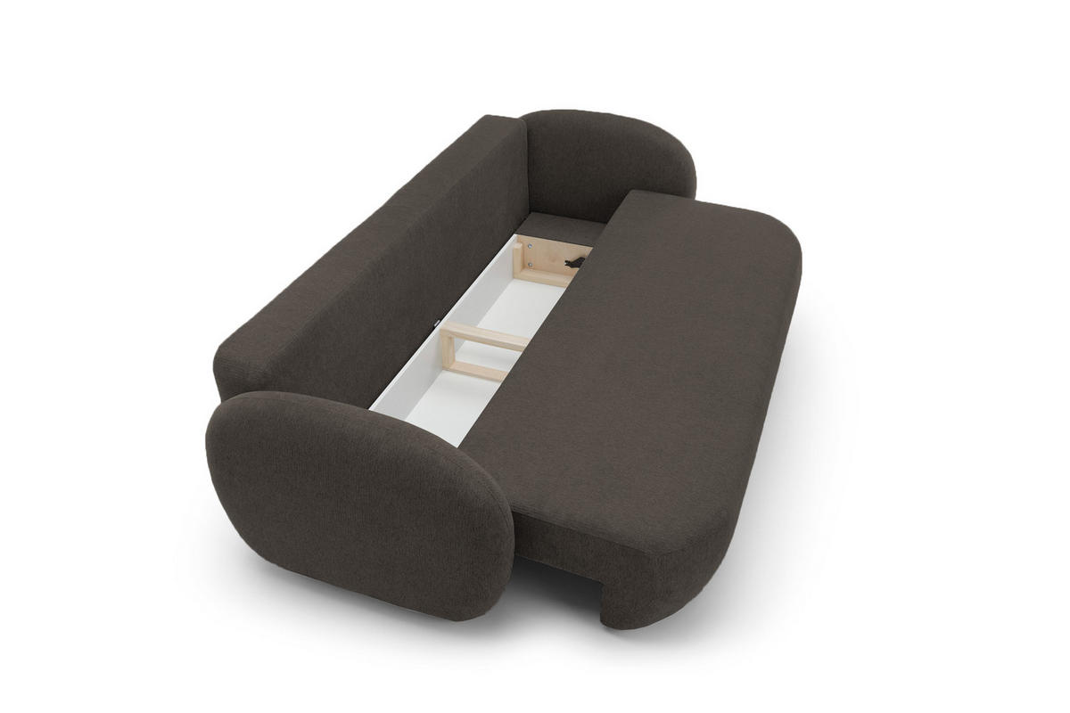 SOFA OLIO - Aragon, Mit Schlaffunktion Und Bettkasten, Bonell-Taschenfederung, lose Rückenkissen, freistehend, 238x101x86 cm Dark grey - Dunkelgrau, Holz/Textil (238/86/101cm) - DomoHome