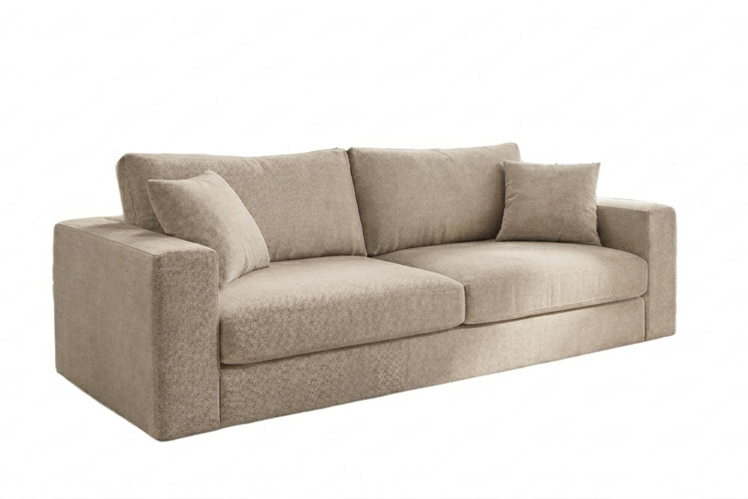 SOFA AMINA Cremeweiß Flachgewebe - Creme/Schwarz, Buchenholz/Textil (228/82/101cm) - KAWOLA