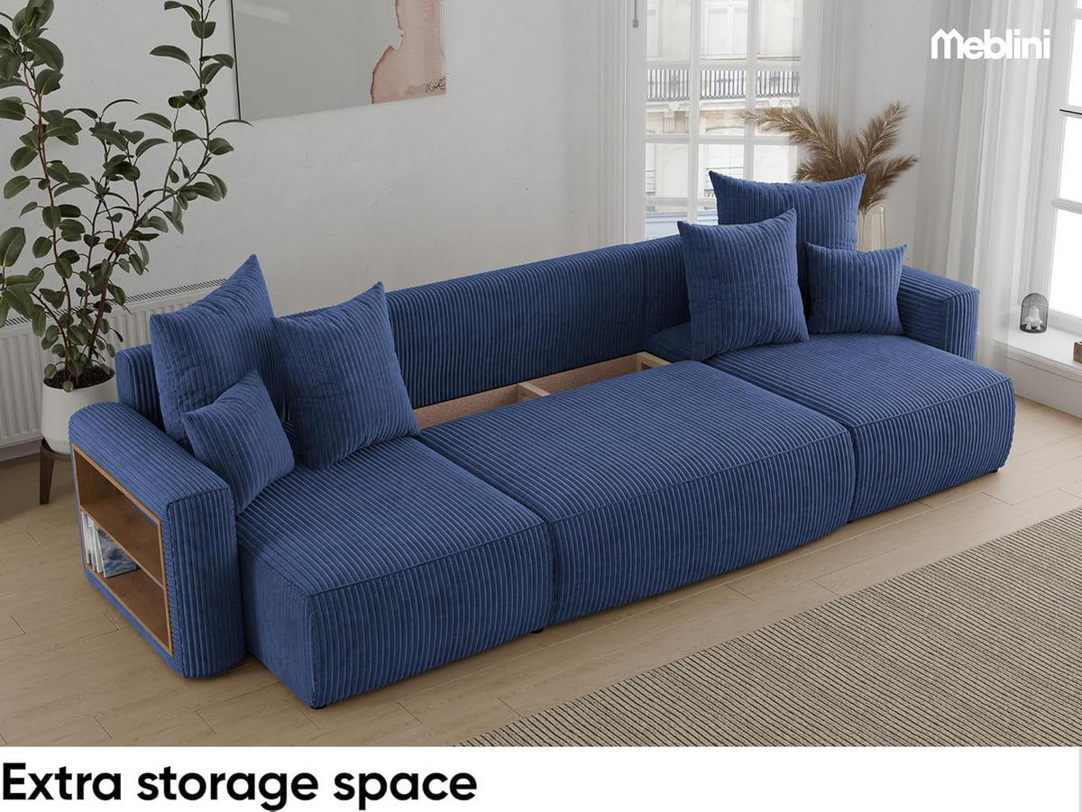 ECKSOFA SOLARIS U - Blau, Holzwerkstoff (312/142cm) - Meblini
