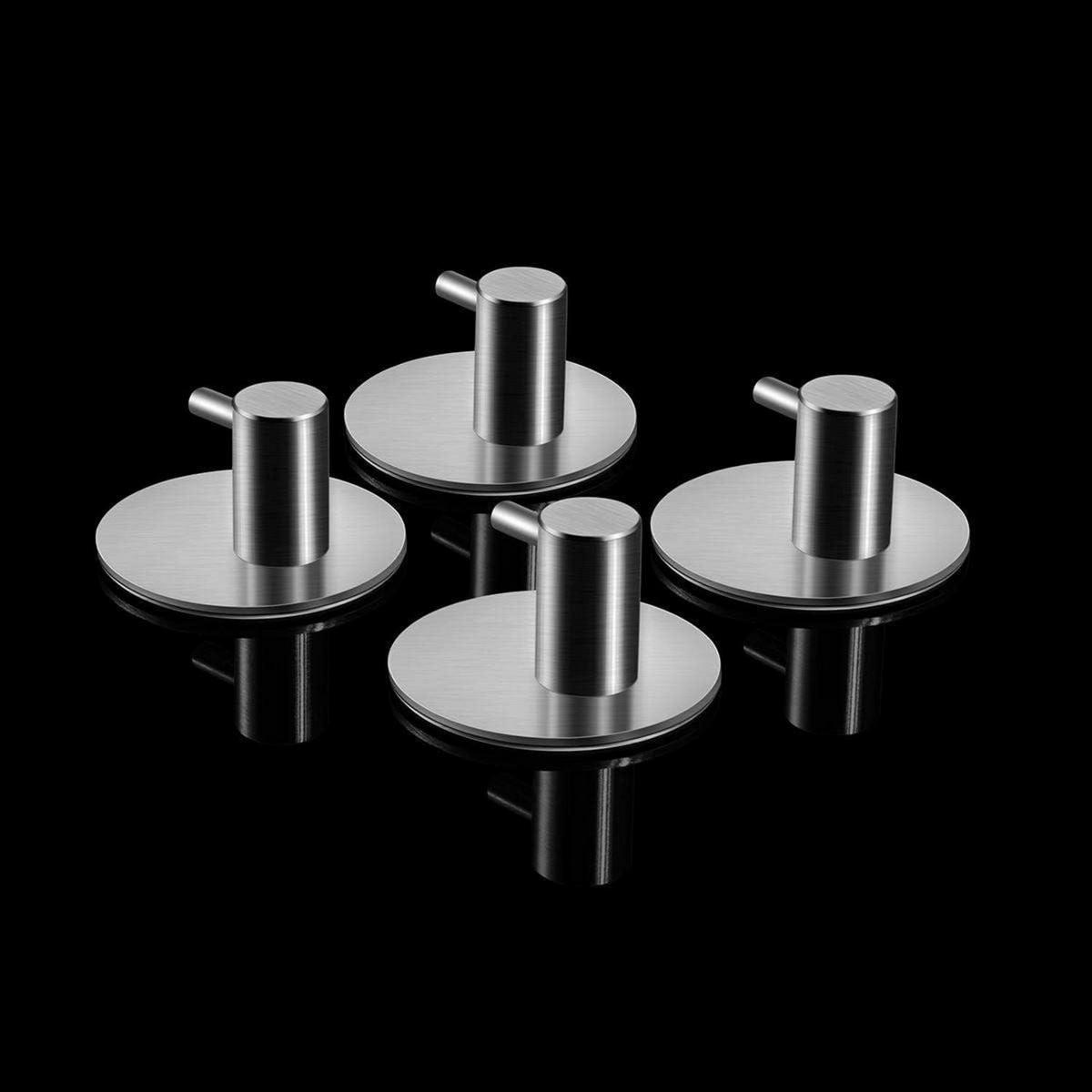 HANDTUCHHAKEN 4-teiliges Set Edelstahl rostfrei selbstklebend - Silberfarben, Metall (5/2.8/5cm)