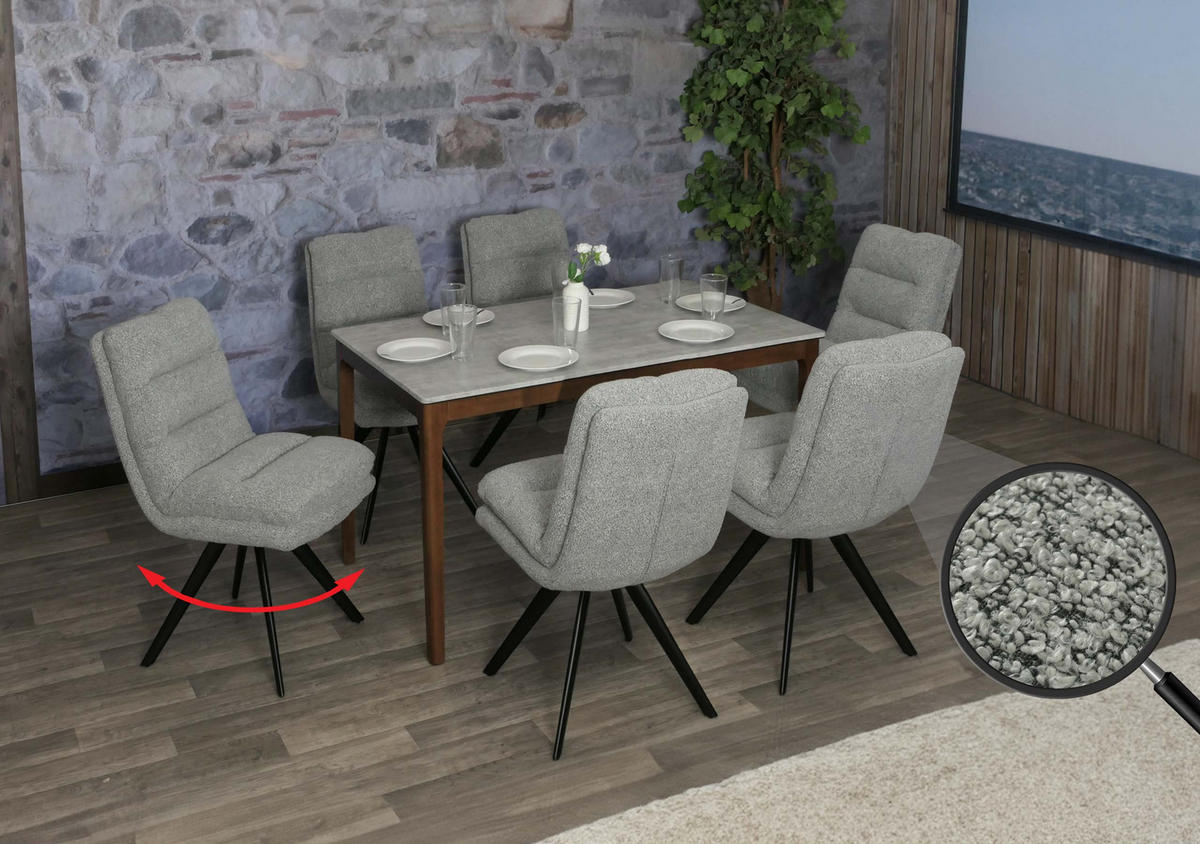 ESSZIMMERSTUHL Grau 6er-Set - Grau, Textil (48/92/68cm) - MCW