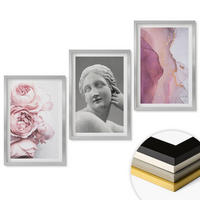 WANDBILDER 3er Set - 40x60 cm Silberner Rahmen - Pfingstrosen abstrakte Frauenskulptur - Silberfarben, Kunststoff (40/60cm) - ArtPrintCave