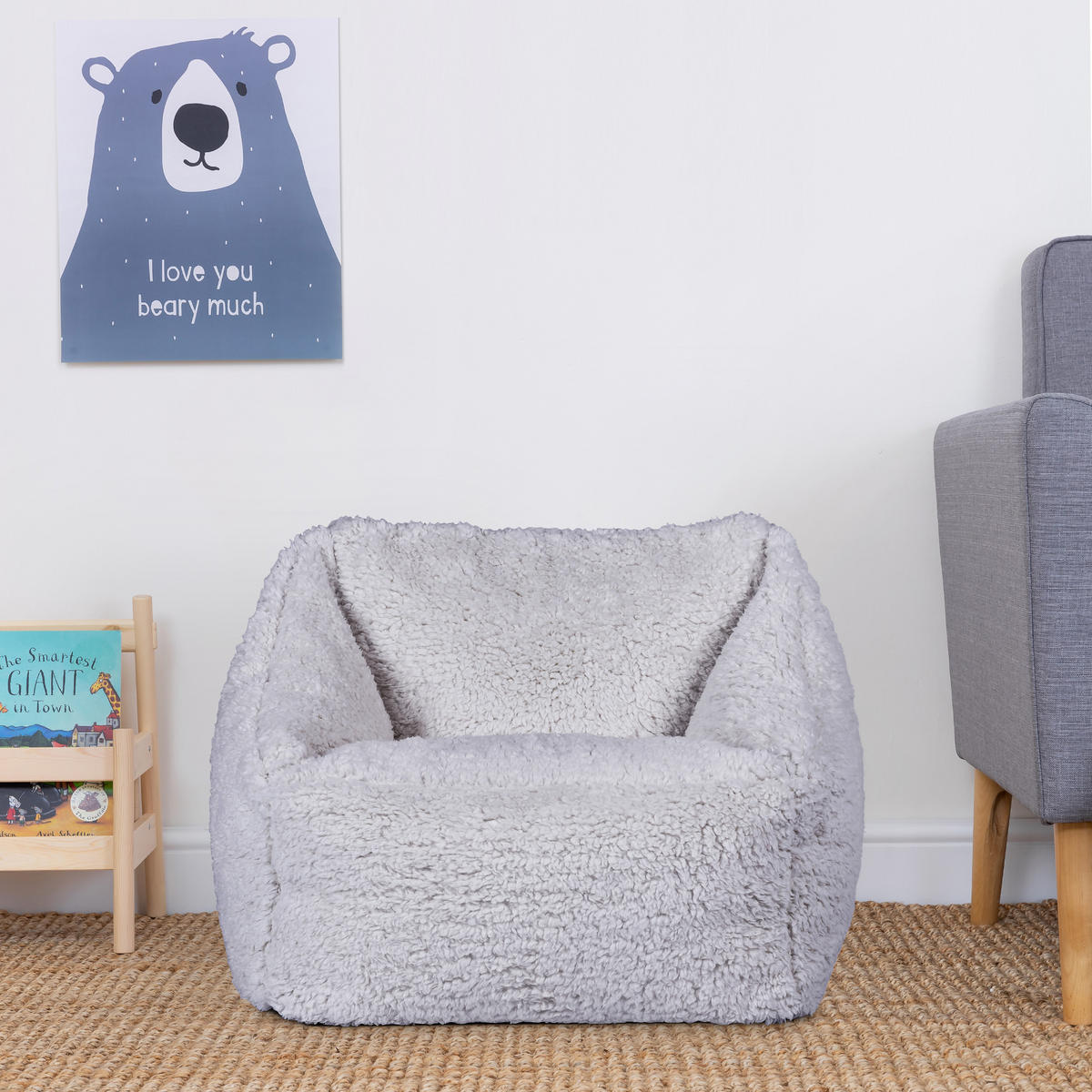 SITZSACK Flauschig für Kinder - Grau, Kunststoff (55/44/55cm) - icon