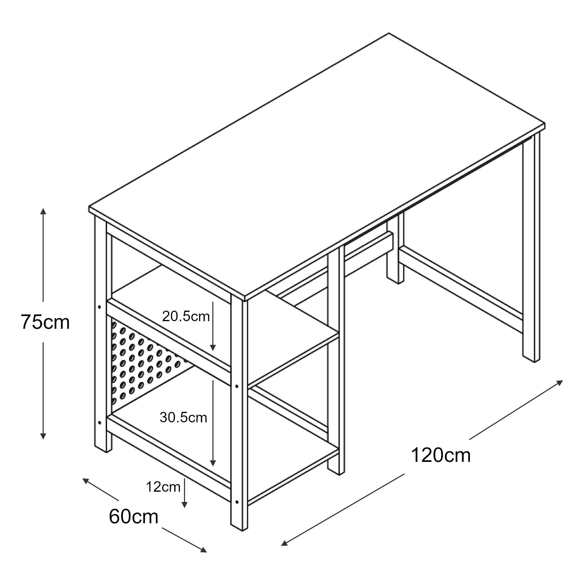 SCHREIBTISCH Dønna - Schwarz/Naturfarben, Holzwerkstoff (120/60/75cm) - [en.casa]