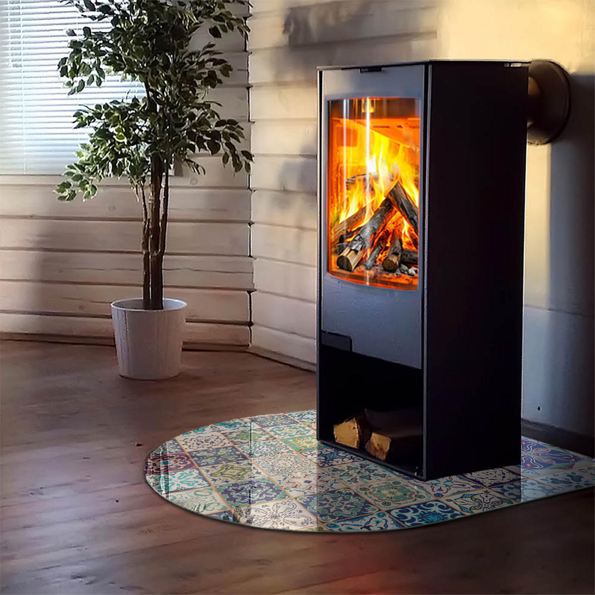 GLASPLATTE für Kamin 100x100 cm Blau - Blau, Glas (100/100/0.4cm) - ArtPrintCave