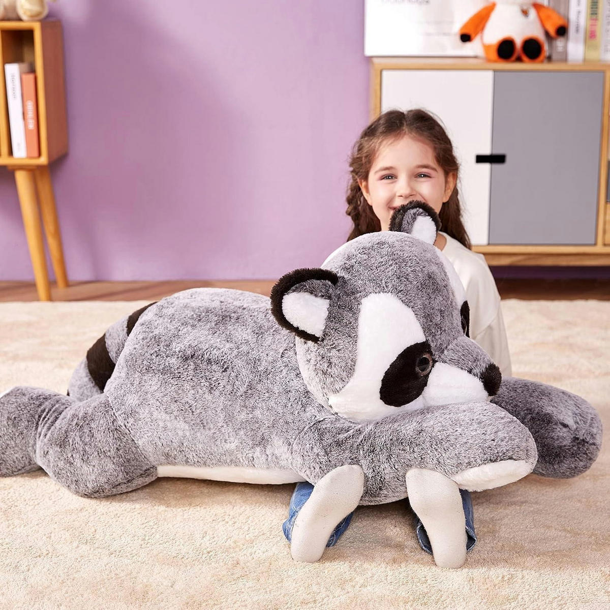 STOFFTIER Waschbär 78 cm - Grau, Textil (35.6/76.2cm)
