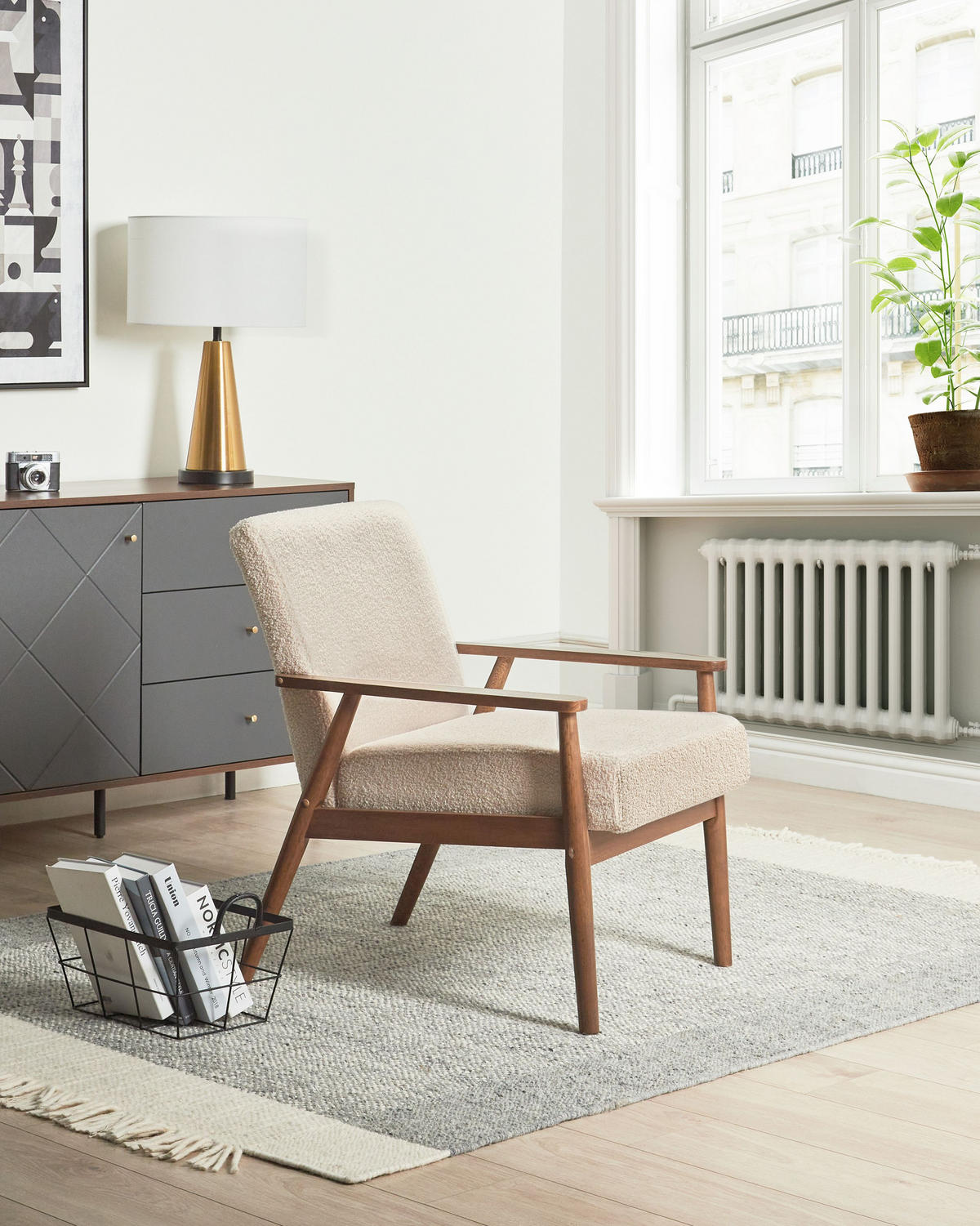 SESSEL Bouclé Dunkelbraun/Beige Esrum - Beige, Textil (62/79/80cm) - Beliani