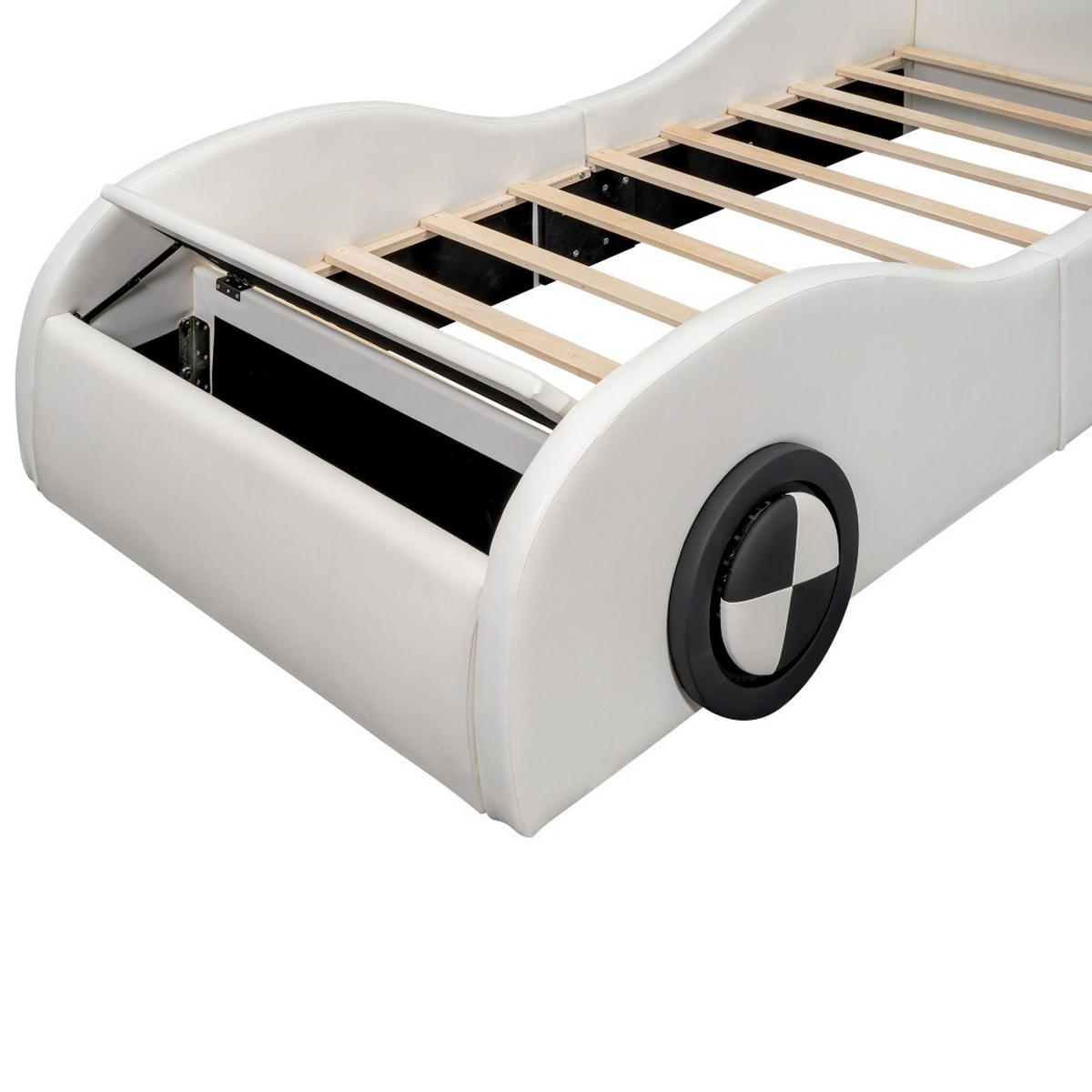 KINDERBETT 90x200cm in Form eines Autos，Weiß - Weiß, Textil (140/200cm) - KOMHTOM