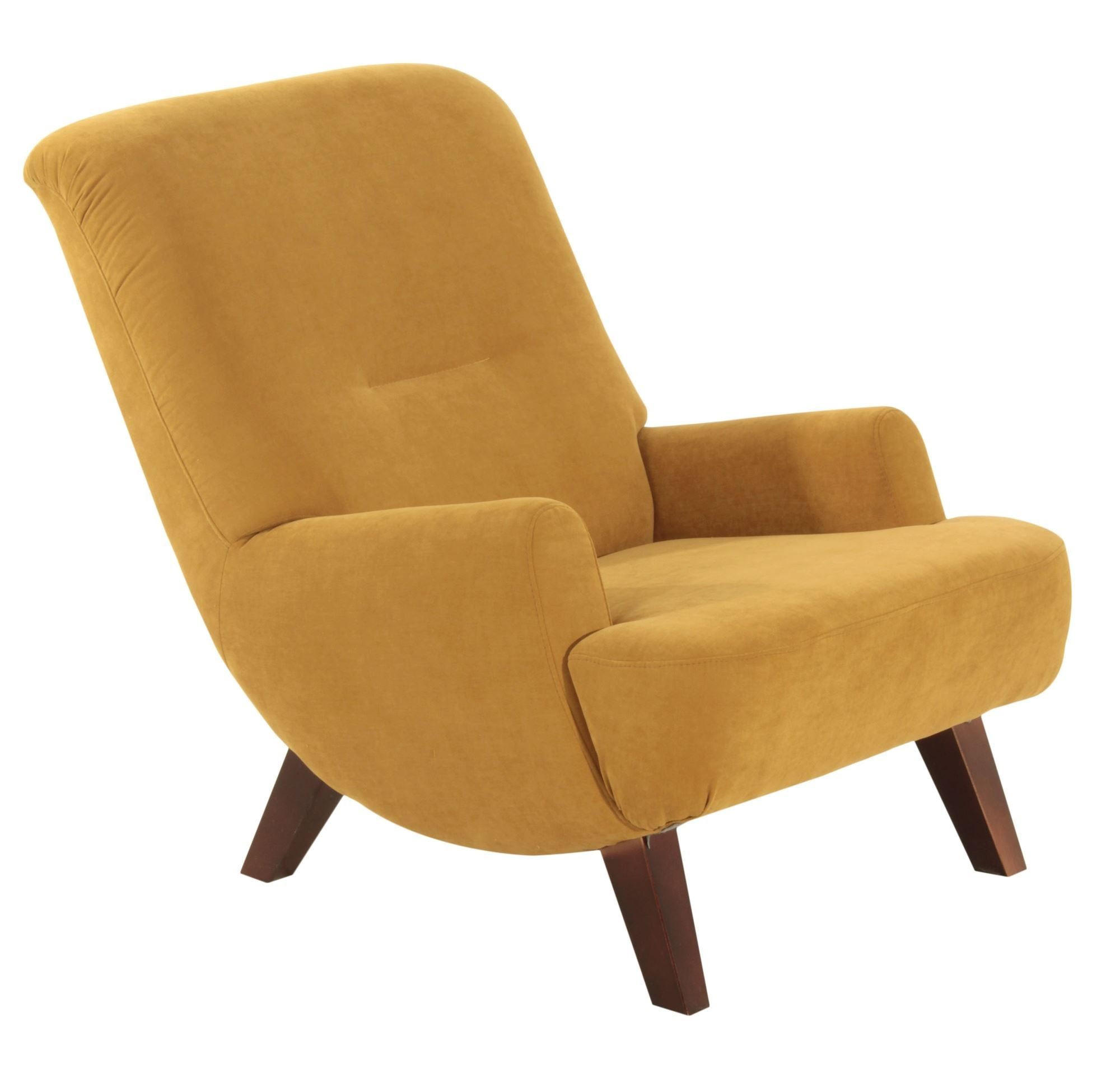 SESSEL Kajsa 71x80x101 Bezug Veloursstoff Buche nussbaum/mais - Messingfarben/Nussbaumfarben, Kunststoff (101/80/71cm) - 58aufmkessel