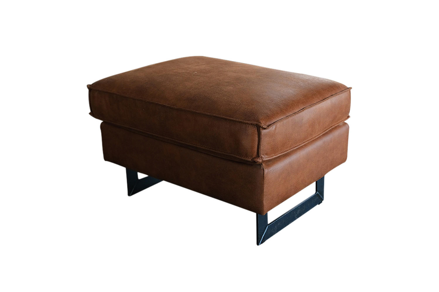 HOCKER VILNIUS Braun Kunstleder - Dunkelbraun/Braun, Leder (88/48/58cm) - KAWOLA