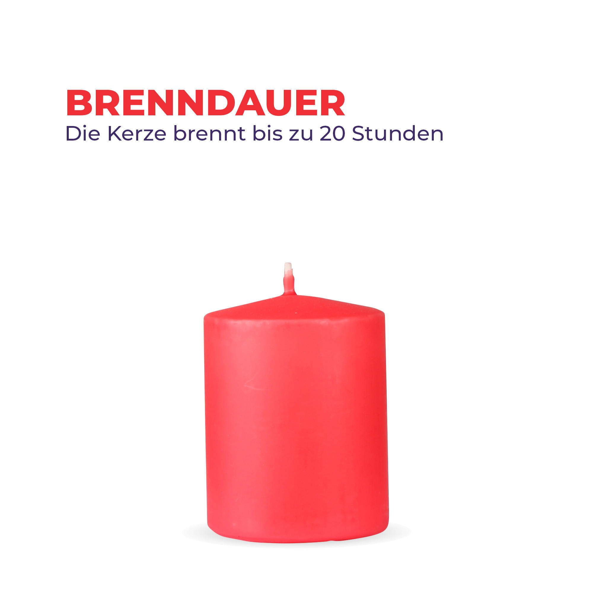 STUMPENKERZEN 8er Pack "Rot", Größe Ø7cm x Höhe: 8 cm - Rot, Naturmaterialien (7/8cm) - Bestlivings