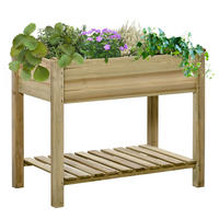 HOCHBEET mit Ablage - Grün, Holz (51/76/91cm) - Outsunny
