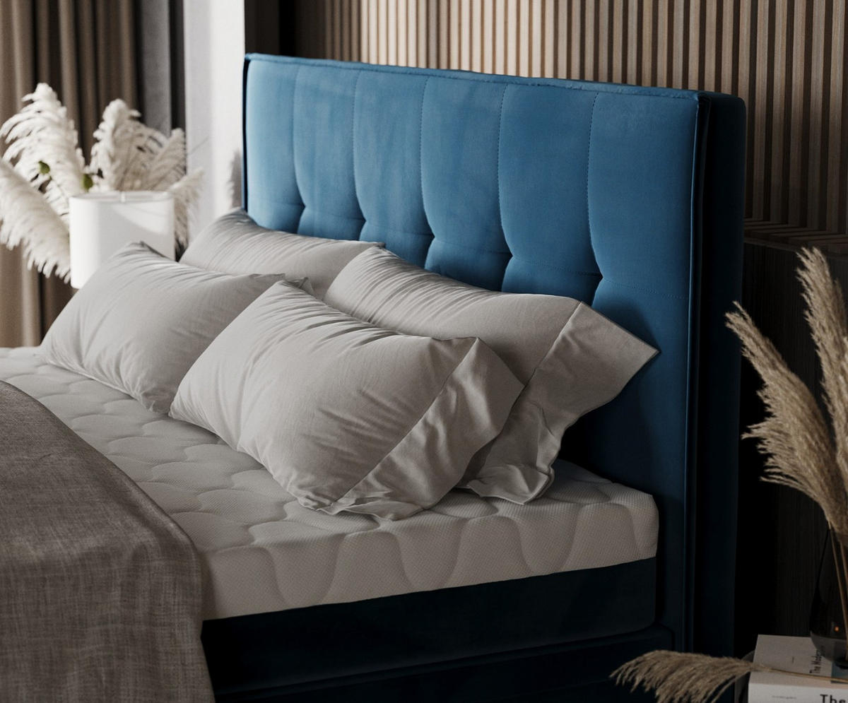 BOXBETT Arivo 200/200 cm Dunkelblau im Kronos Stoff - Schwarz/Dunkelblau, Holz/Holzwerkstoff (200/200cm) - AltaBeds