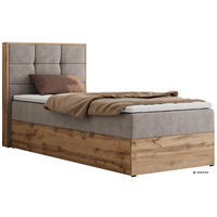 BOXBETT ALBERO 1 90/200 - Greige Stukture - Topper T25 - H3 - Links - Greige/Schwarz, Kunststoff/Textil (90/200cm) - MKS